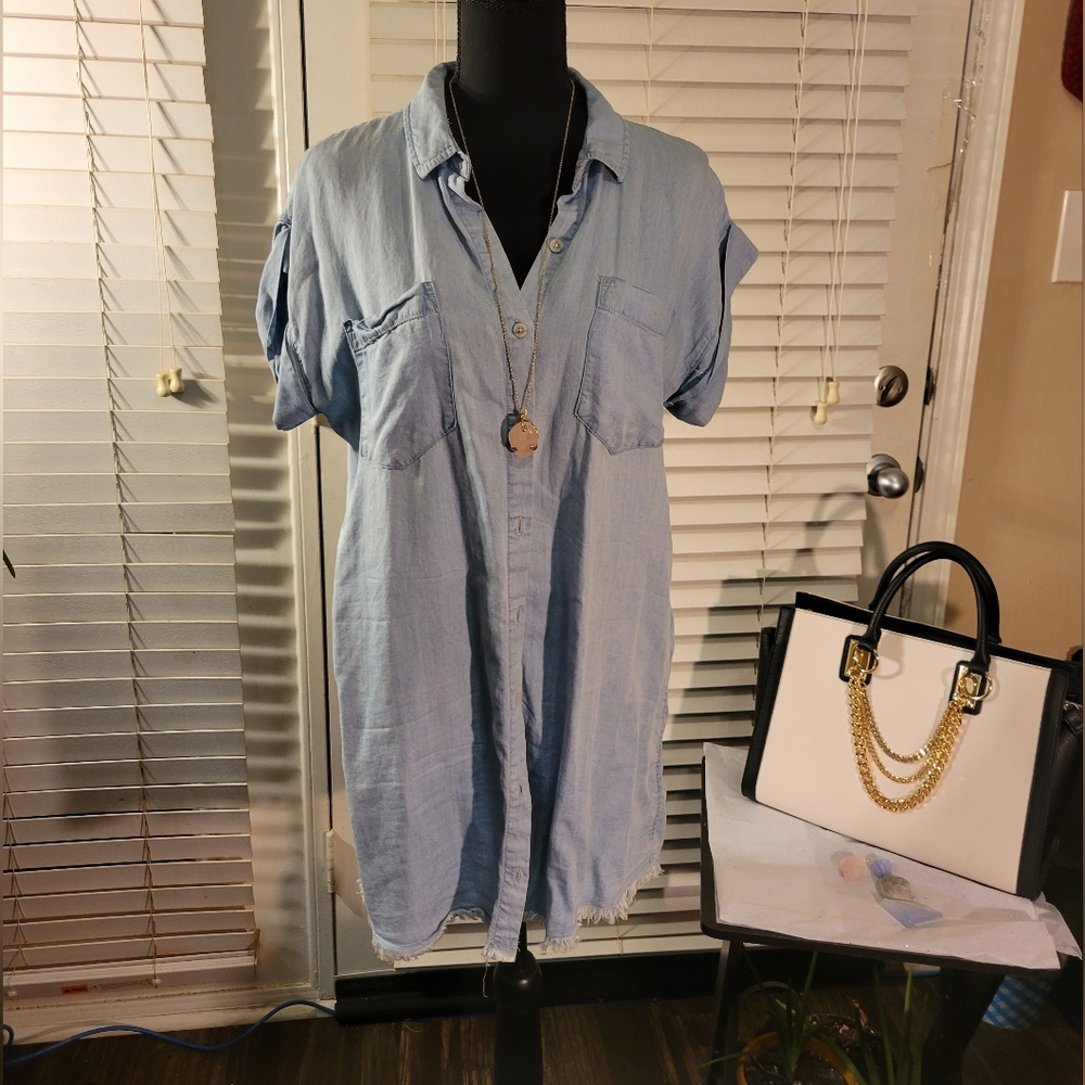 Solid Mini Tencel Dress Size L